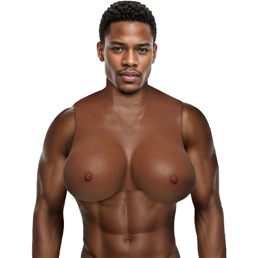 Master Series Perky Pair G-Cup Silicone Breasts in Dark