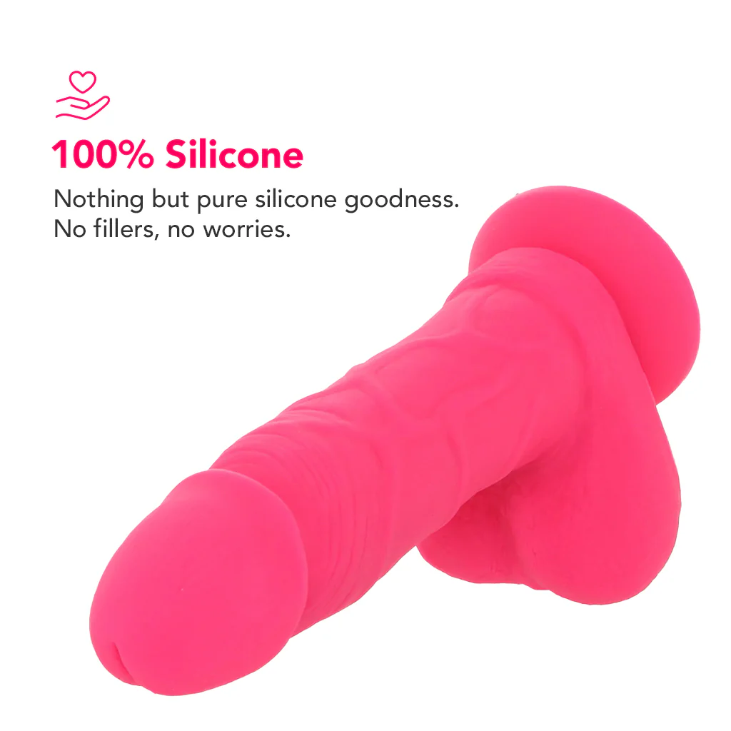 PinkCherry 7 Inch Pink Silicone Ballsy Dildo