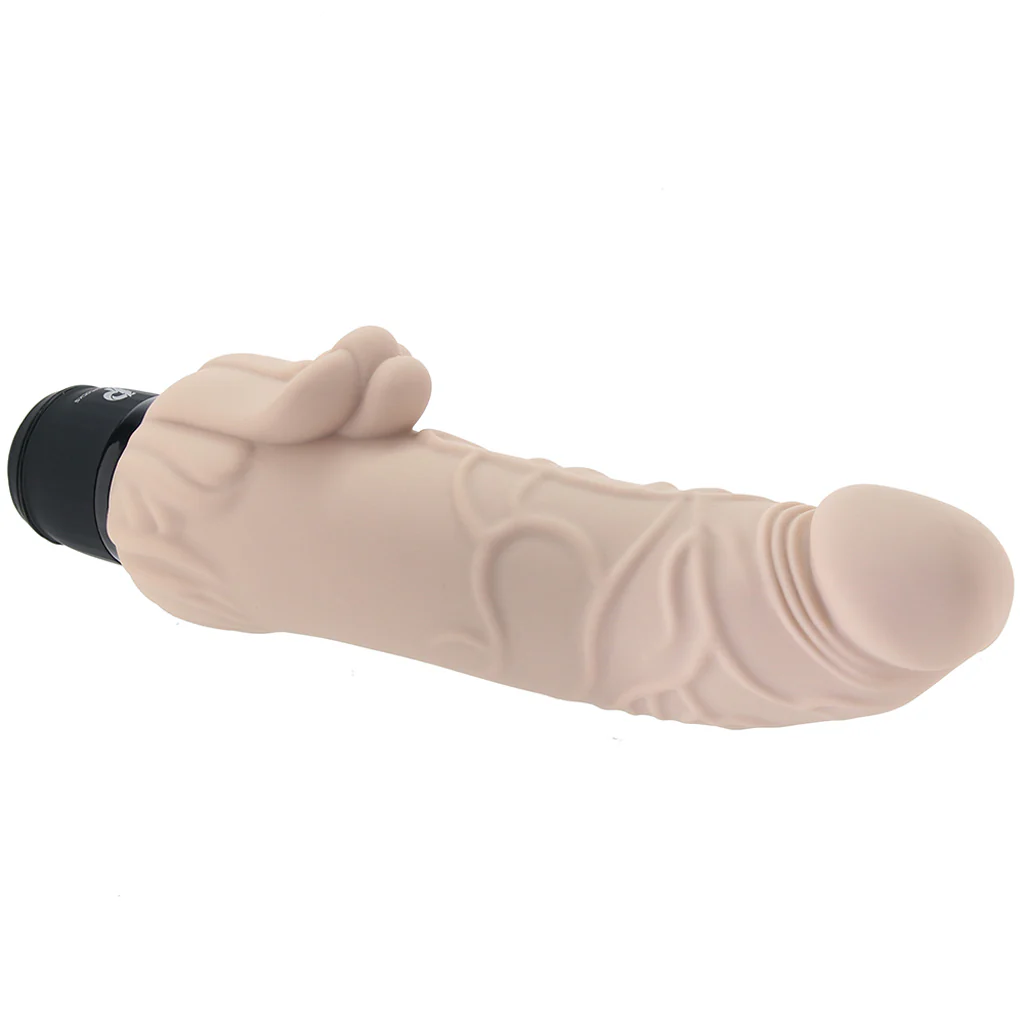 PowerCock 7 Inch Vibe with Clitoral Stimulator in Light