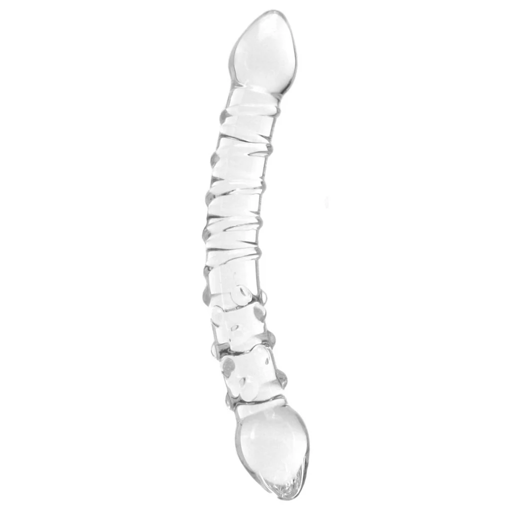 glÃ¤s Double Trouble Ridged Glass Dildo