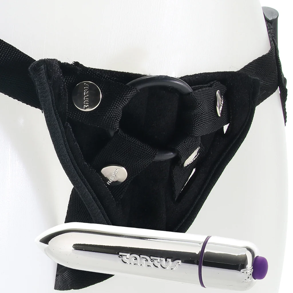 Velvet Vibrating Bullet Harness in Black