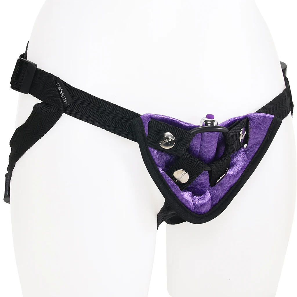 Velvet Vibrating Bullet Harness in Purple