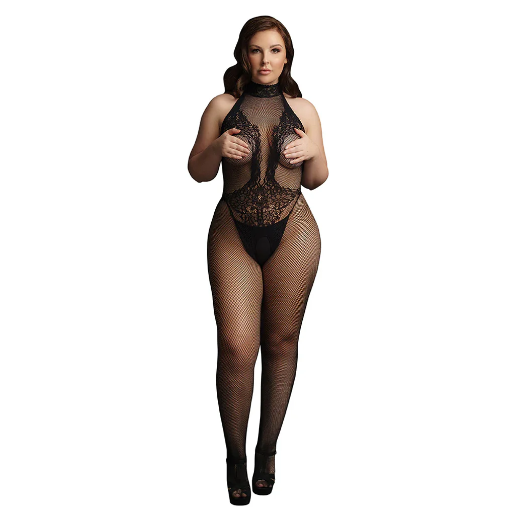 Le DÃ©sir Black Fishnet And Lace Bodystocking XL