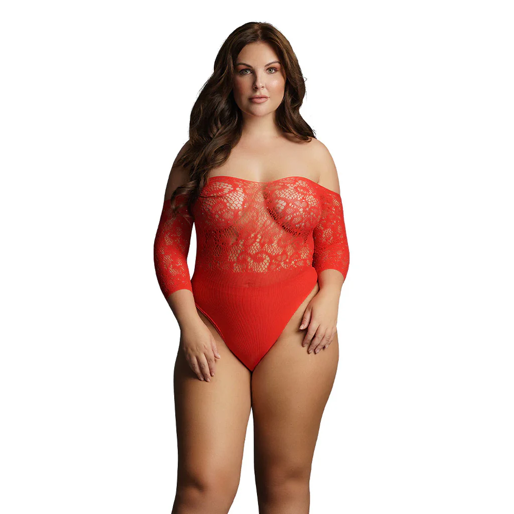 Le DÃ©sir Red Crotchless Rhinestone Teddy XL