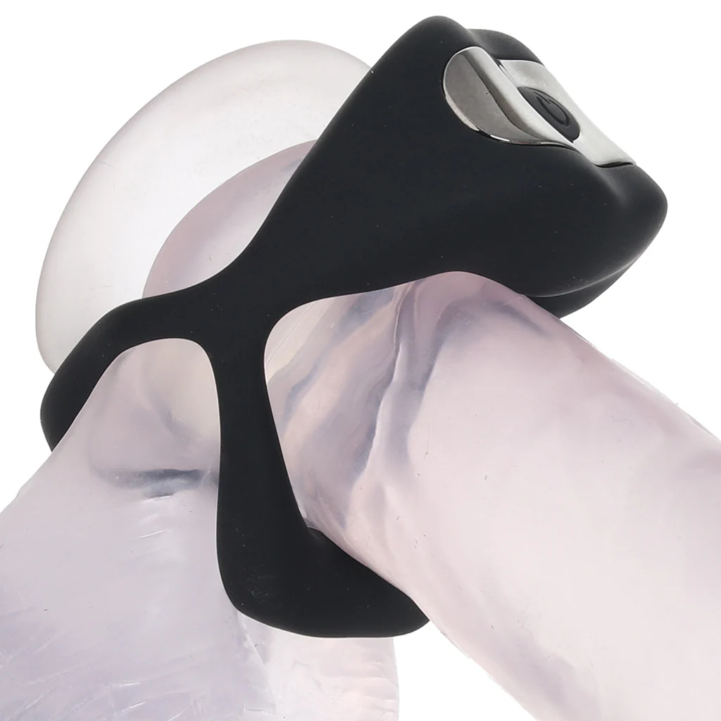 Techno Strobe Vibrating Cock Ring in Black