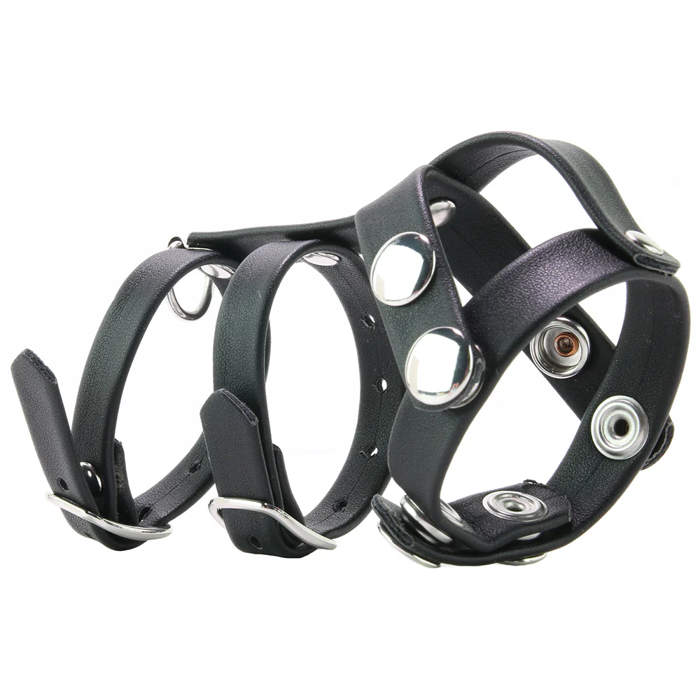 Blue Line Double Cock and Ball Strap with Leash Lead