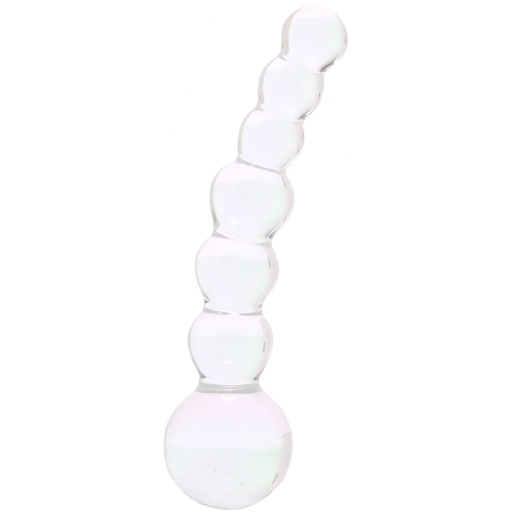 5 Inch Curved Glass Beaded Dildo