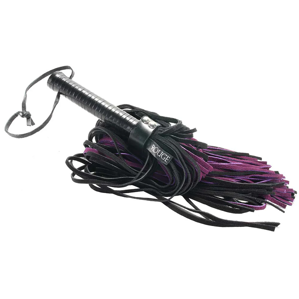 Suede Flogger with Leather Handle in Black & Purple