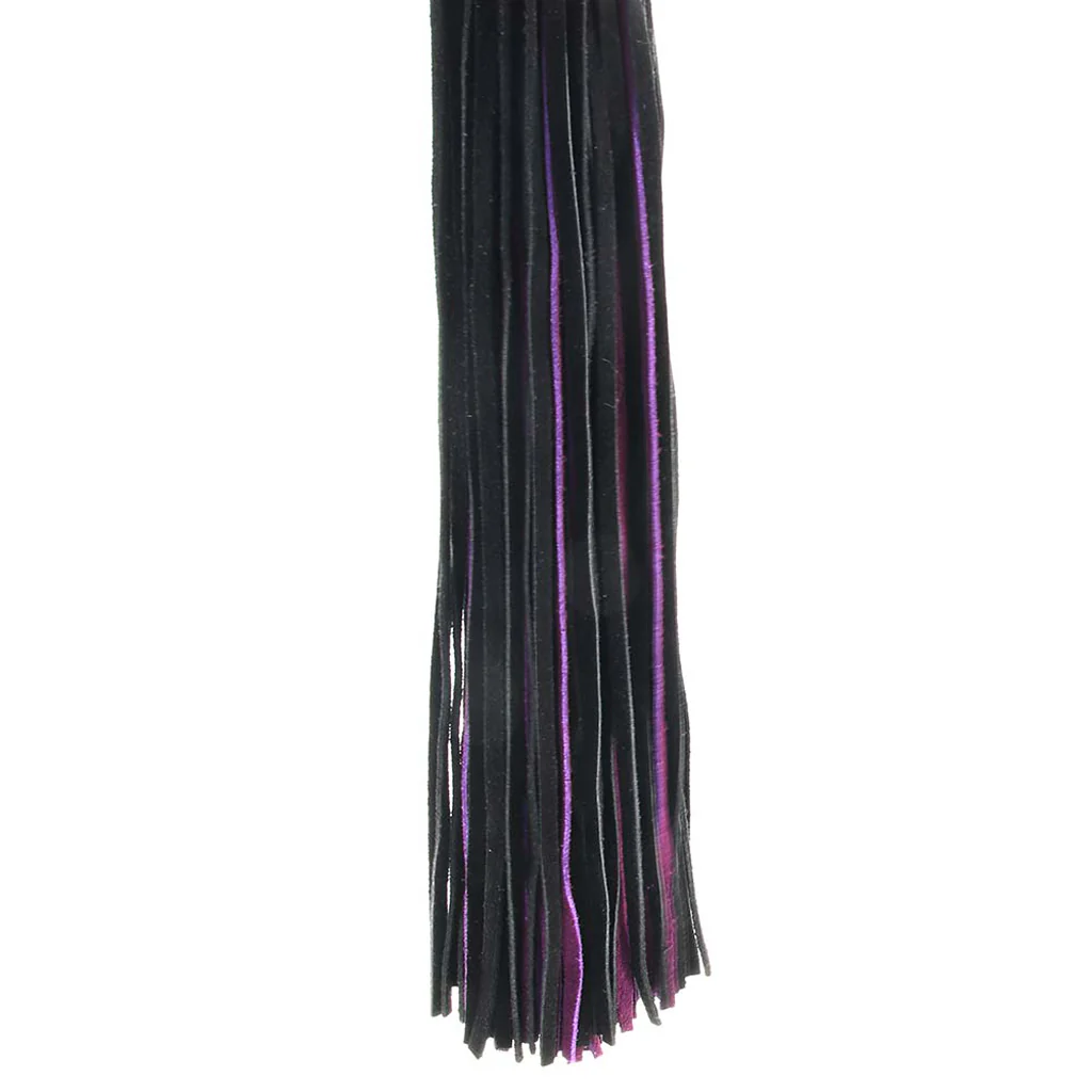 Suede Flogger with Leather Handle in Black & Purple